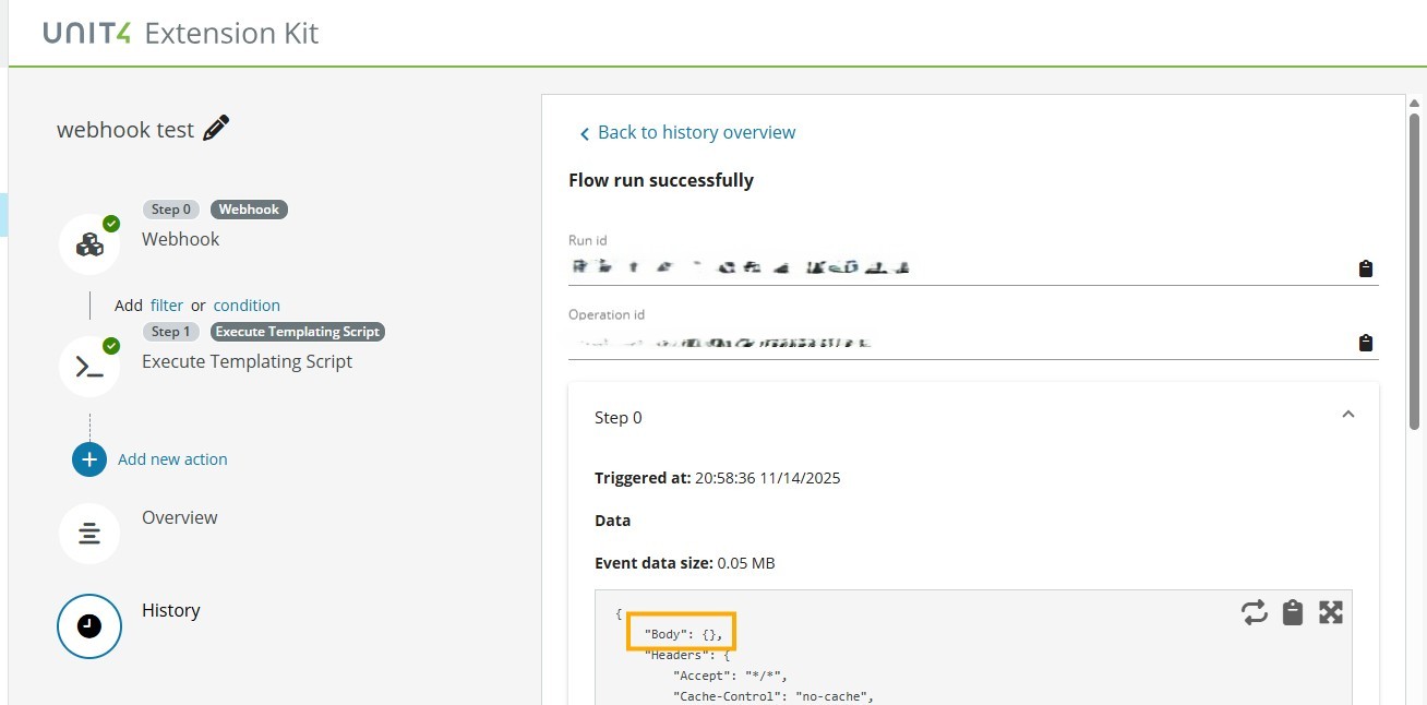 EK flow receives call from Postman