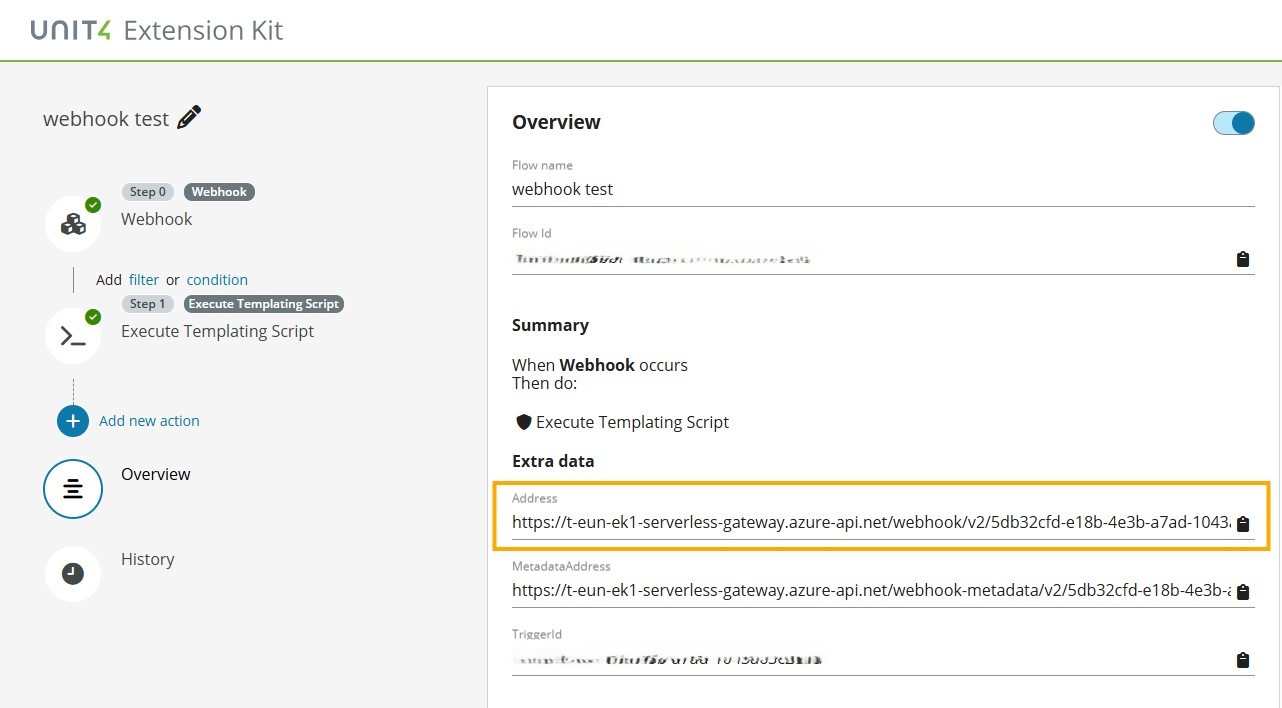 EK flow with webhook trigger