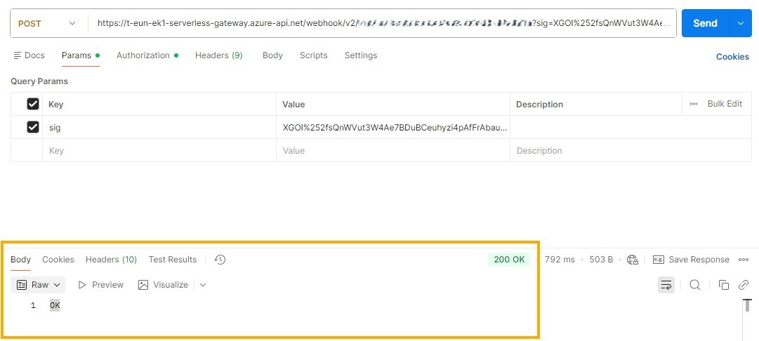 Postman test without body sent to EK flow